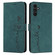 Samsung Galaxy A16 5G Skin Feel Heart Embossed Leather Phone Case with Long Lanyard - Green