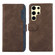 Samsung Galaxy S25 Ultra 5G ABEEL Color Block Magnetic RFID Leather Phone Case - Brown-Blue