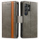 Samsung Galaxy S25 Ultra 5G CaseNeo Splicing Dual Magnetic Buckle Leather Phone Case - Gray