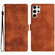 Samsung Galaxy S25 Ultra 5G Cherry Blossom Butterfly Skin Feel Embossed PU Phone Case - Brown