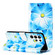 Samsung Galaxy S25 Ultra 5G Colored Drawing Marble Pattern Leather Phone Case - Blue Flower