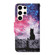 Samsung Galaxy S25 Ultra 5G Colored Drawing Pattern Leather Phone Case - Star Sky Cat
