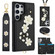 Samsung Galaxy S25 Ultra 5G Crossbody Flower Pattern Leather Phone Case - Black