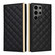 Samsung Galaxy S25 Ultra 5G Crossbody Rhombic Sucker Leather Phone Case - Black