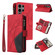 Samsung Galaxy S25 Ultra 5G Dual-color 9 Card Slots Zipper Wallet Leather Phone Case - Red