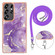 Samsung Galaxy S25 Ultra 5G Electroplating Marble Dual-side IMD Phone Case with Lanyard - Purple 002