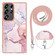 Samsung Galaxy S25 Ultra 5G Electroplating Marble Dual-side IMD Phone Case with Lanyard - Rose Gold 005