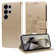 Samsung Galaxy S25 Ultra 5G Embossed Butterfly Flowers Leather Phone Case - Gold
