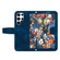 Samsung Galaxy S25 Ultra 5G Floral Pattern Leather Phone Case with Lanyard - Dark Blue