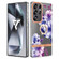 Samsung Galaxy S25 Ultra 5G Flowers and Plants Series IMD TPU Phone Case with Ring Holder - Purple Begonia