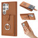 Samsung Galaxy S25 Ultra 5G Litchi Texture Drawing Card Bag Ring Holder Phone Case - Brown