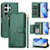 Samsung Galaxy S25 Ultra 5G Multi-Card Slots Zipper Wallet Leather Phone Case - Green