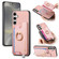 Samsung Galaxy S25 Ultra 5G Retro Cross Leather Ring Horizontal Insert Card Bag MagSafe Phone Case - Pink