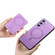 Samsung Galaxy S25 Ultra 5G Retro Cross Leather Ring Side Insert Card Bag MagSafe Phone Case - Purple