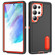Samsung Galaxy S25 Ultra 5G Rugged PC Hybrid Silicone Phone Case with Holder - Black+Orange