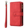 Samsung Galaxy S25 Ultra 5G Skin Feel Multi Card Slots Zipper Wallet Leather Phone Case - Red