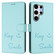 Samsung Galaxy S25 Ultra 5G Smile Embossing RFID Leather Phone Case - Mint Green