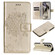 Samsung Galaxy S25 Ultra 5G Tree & Cat Embossed Pattern Flip Leather Phone Case - Gold