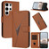 Samsung Galaxy S25 Ultra 5G Triangle Pattern Buckle Clasp Leather Phone Case - Brown