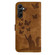 Samsung Galaxy S25+ 5G Butterfly Cat Embossing Flip Leather Phone Case - Brown