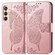 Samsung Galaxy S25+ 5G Butterfly Love Flower Embossed Leather Phone Case - Rose Gold