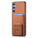 Samsung Galaxy S25+ 5G Carbon Fiber Card Bag Fold Stand Phone Case - Brown