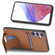 Samsung Galaxy S25+ 5G Carbon Fiber Card Bag Fold Stand Phone Case - Brown