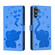 Samsung Galaxy S25+ 5G Cartoon Elephant Embossed Leather Phone Case - Blue