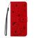 Samsung Galaxy S25+ 5G Cat and Bee Embossed Flip Leather Phone Case - Red