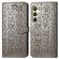 Samsung Galaxy S25+ 5G Cat and Dog Embossed Leather Phone Case - Gray