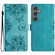 Samsung Galaxy S25+ 5G Cherry Blossom Butterfly Skin Feel Embossed PU Phone Case - Green