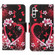 Samsung Galaxy S25+ 5G Colored Drawing Pattern Leather Phone Case - Red Heart