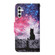 Samsung Galaxy S25+ 5G Colored Drawing Pattern Leather Phone Case - Star Sky Cat