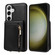 Samsung Galaxy S25+ 5G Crossbody Lanyard Zipper Wallet Leather Phone Case - Black