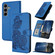 Samsung Galaxy S25+ 5G Datura Flower Embossed Flip Leather Phone Case - Blue