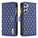 Samsung Galaxy S25+ 5G Diamond Lattice Zipper Wallet Leather Flip Phone Case - Blue