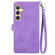 Samsung Galaxy S25+ 5G Embossed Flower Zipper Leather Phone Case - Purple