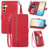 Samsung Galaxy S25+ 5G Embossed Flower Zipper Leather Phone Case - Red