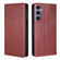Samsung Galaxy S25+ 5G Gloss Oil Solid Color Magnetic Leather Phone Case - Brown