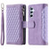 Samsung Galaxy S25+ 5G Grid Texture Zipper Leather Phone Case with Lanyard - Purple