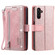 Samsung Galaxy S25+ 5G Nine Card Zipper Bag Leather Phone Case with Lanyard - Pink