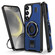 Samsung Galaxy S25+ 5G Ring Holder Carbon Fiber PC Hybrid TPU Phone Case - Blue