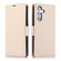 Samsung Galaxy S25+ 5G Side Buckle RFID Anti-theft Leather Phone Case - Apricot