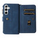 Samsung Galaxy S25+ 5G Skin Feel Multi Card Slots Zipper Wallet Leather Phone Case - Blue