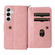 Samsung Galaxy S25+ 5G Skin Feel Multi Card Slots Zipper Wallet Leather Phone Case - Pink