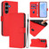 Samsung Galaxy S25+ 5G Skin Feel Solid Color Leather Phone Case with Lanyard - Red