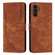 Samsung Galaxy S25+ 5G Skin Feel Stripe Pattern Leather Phone Case with Long Lanyard - Brown