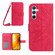 Samsung Galaxy S25+ 5G Skin Feel Sun Flower Embossed Flip Leather Phone Case with Lanyard - Rose Red