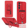 Samsung Galaxy S25+ 5G Sliding Camshield Magnetic Card Holder Silicone Phone Case - Red