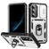 Samsung Galaxy S25+ 5G Sliding Camshield TPU Hybrid PC Phone Case with Holder - White+Black Samsung Galaxy S25+ 5G Sliding Camshield TPU Hybrid PC Phone Case with Holder - White+Black